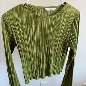 Zara Olive Pleated Blouse